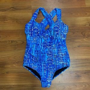 Swimsuits For All brilliant blue cross back one piece swimsuit Size 12